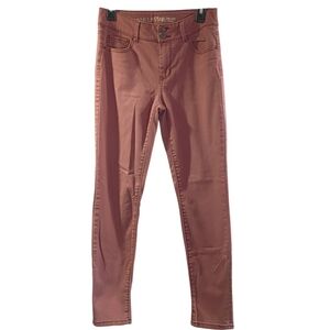 EUC Vanilla Star Mid Rise Skinny Stretch Dusty Rose Color Jeans Button Juniors 7